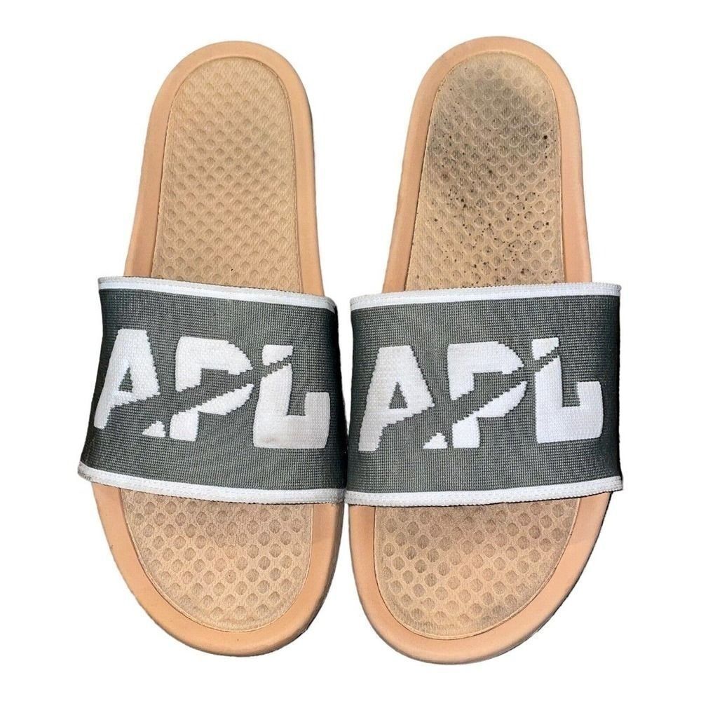 APL Mens Big Logo TechLoom Slide M Tan Fatigue Ivory Sandals Shoes 13
